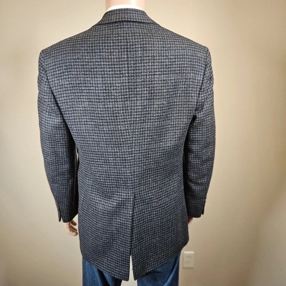 Vintage Bill Blass Wool Houndstooth Sport Coat Blazer Mens 36R Made in USA